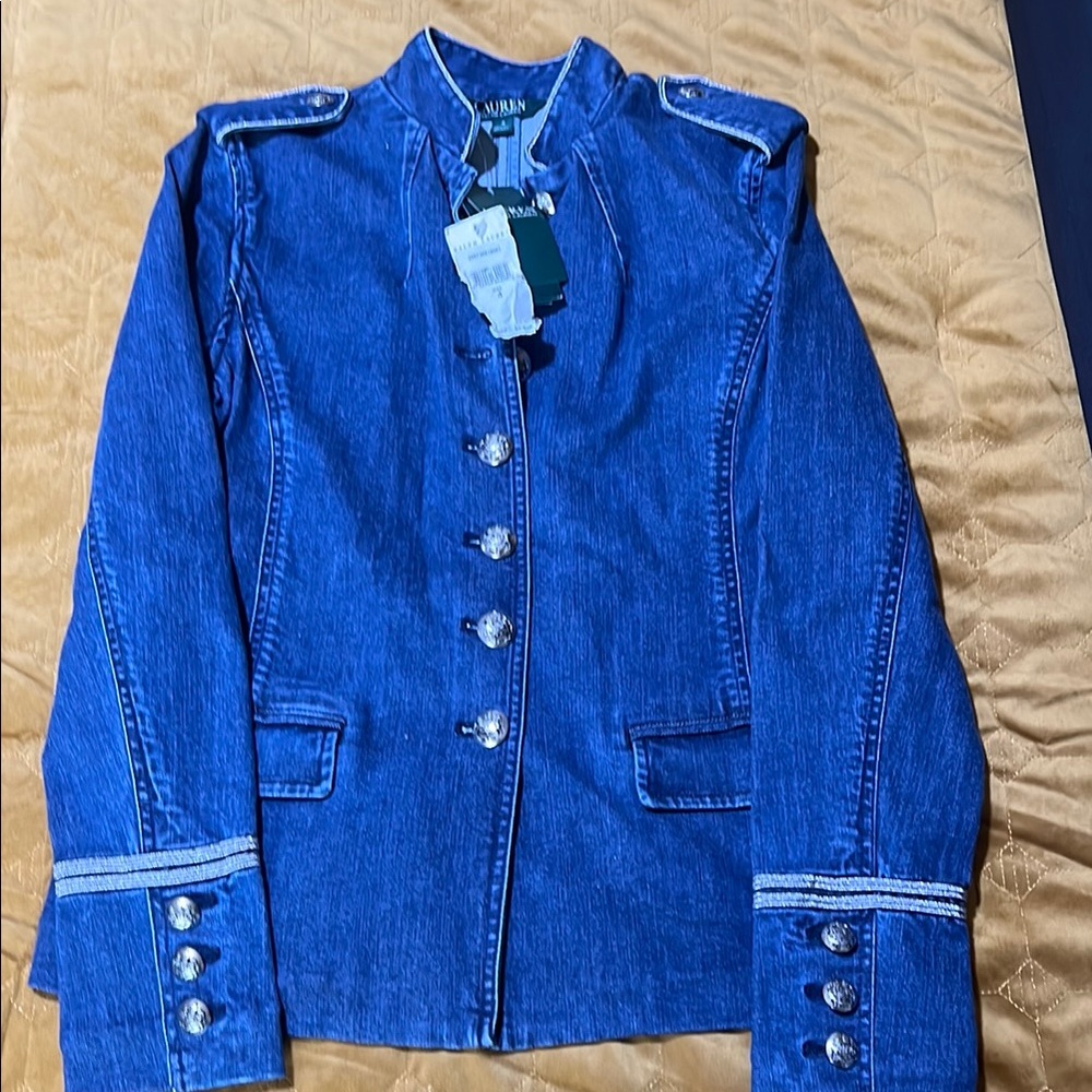 Blue Denim Military Jacket